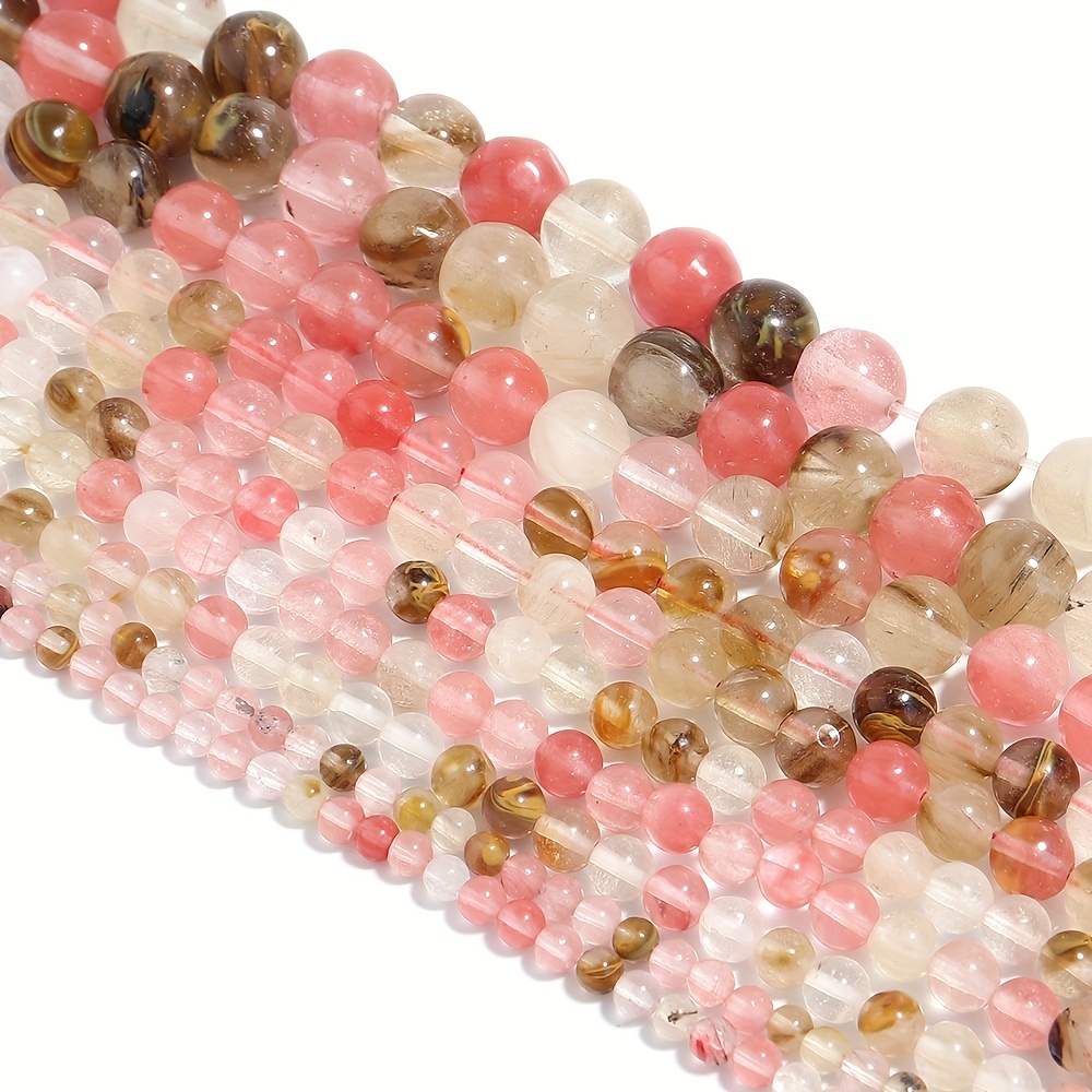 1 Strand Pink Watermelon Peel Stone Beads Round Loose Beads DIY Jewelry Making